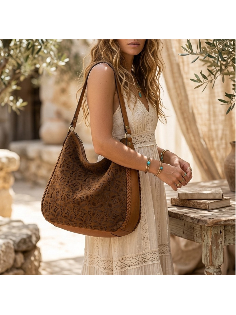 Patricia Nash Kalispell Hobo - Floral Perforated Suede